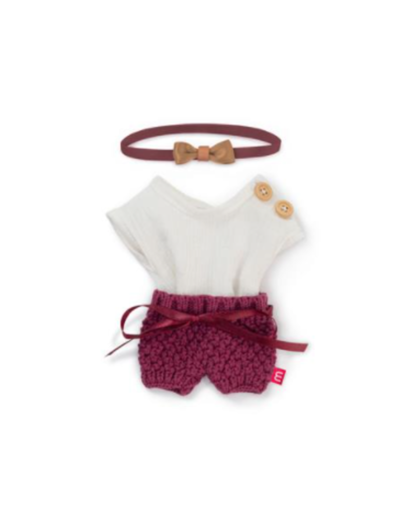 Miniland Miniland Outfit pop bordeau/wit (21cm)