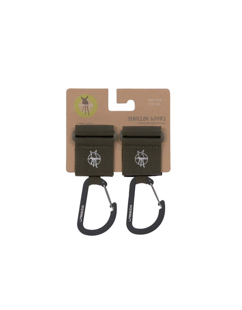 Lassig Lassig Stroller Hooks Olive 2 pack