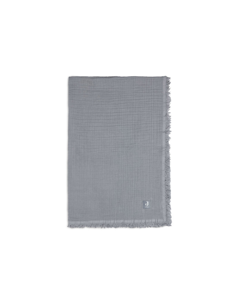 Jollein Jollein Wieg Deken Muslin Fringe 75x100cm - Storm Grey