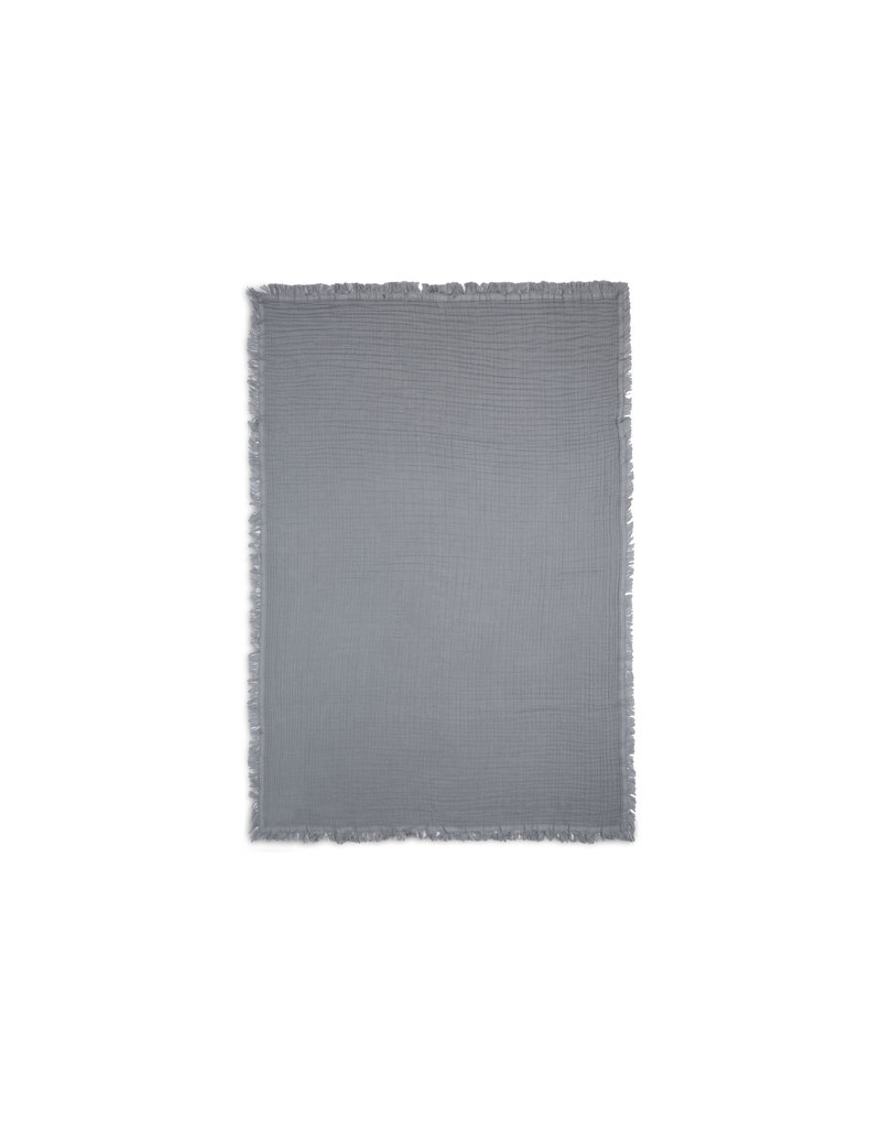 Jollein Jollein Wieg Deken Muslin Fringe 75x100cm - Storm Grey