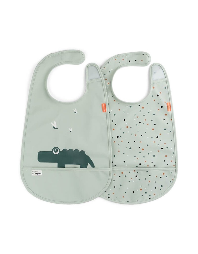 Done by Deer Done by deer Bib velcro 2-pack Croco green