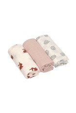 Lassig Lassig Swaddle & Burp Blanket M 3 pack 60x60cm Little Forest Rabbit