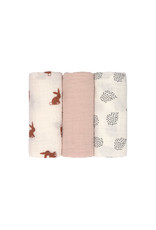 Lassig Lassig Swaddle & Burp Blanket M 3 pack 60x60cm Little Forest Rabbit