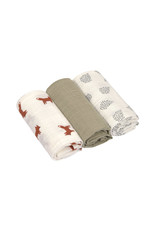 Lassig Lassig Swaddle & Burp Blanket M 3 pack 60x60cm Little Forest Fox