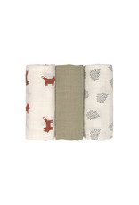 Lassig Lassig Swaddle & Burp Blanket M 3 pack 60x60cm Little Forest Fox