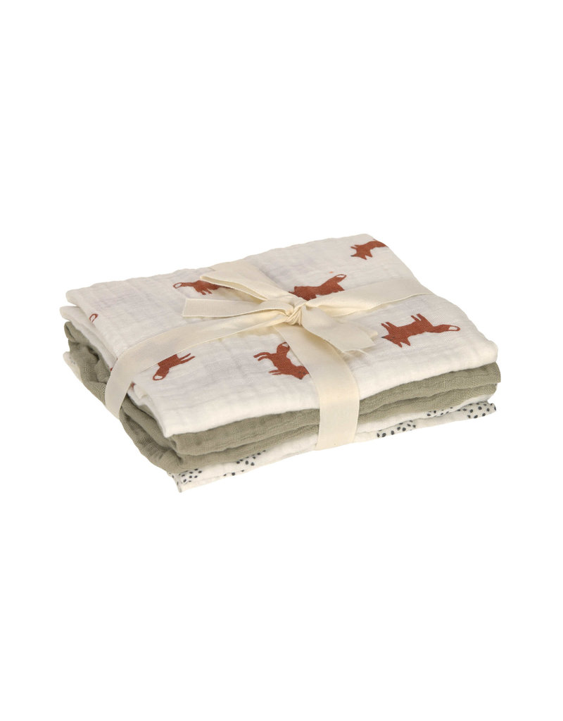 Lassig Lassig Swaddle & Burp Blanket M 3 pack 60x60cm Little Forest Fox