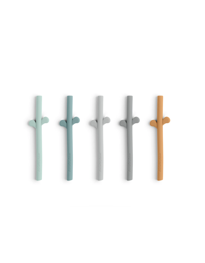 Done by Deer Done by Deer peekaboo silicone straw 5-pack - blue mix