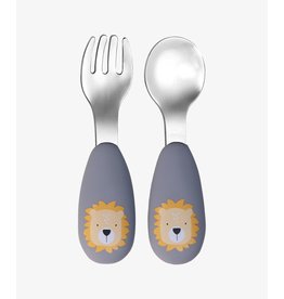 Tryco Tryco Stainless spoon & fork - Lion Dusty Blue