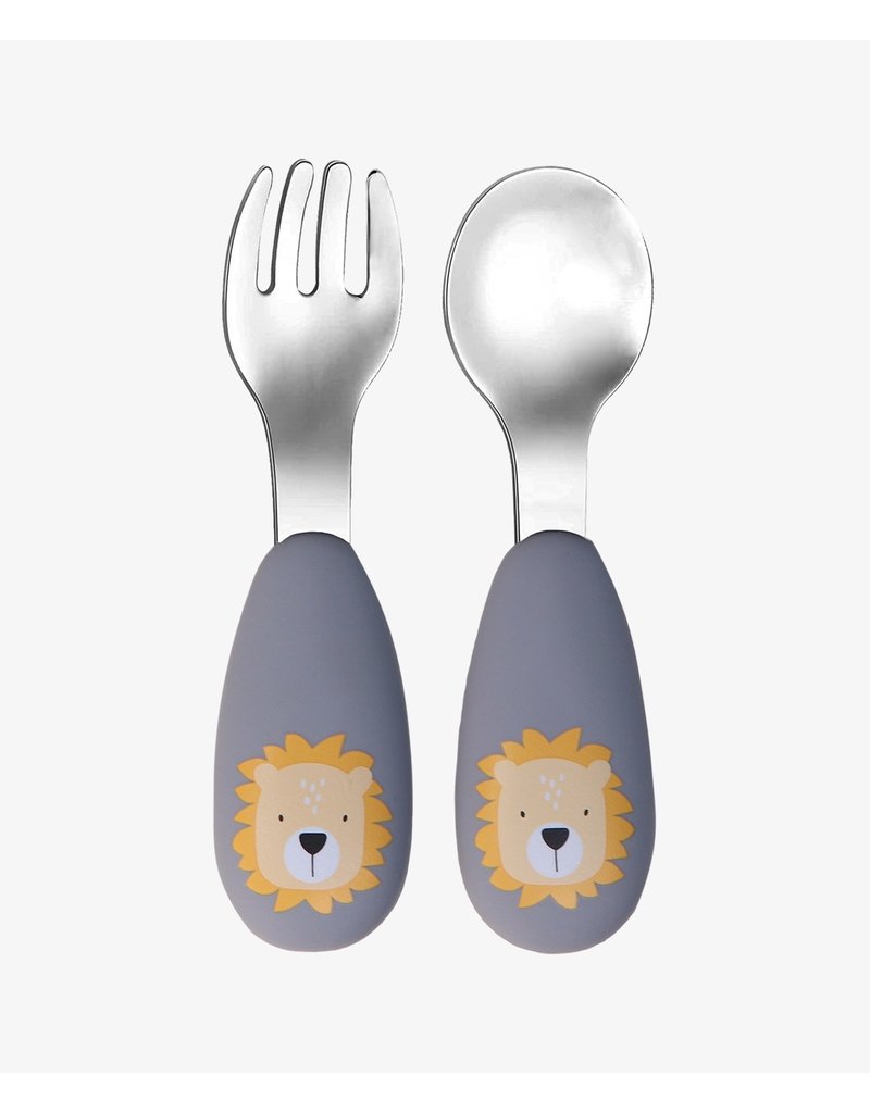 Tryco Tryco Stainless spoon & fork - Lion Dusty Blue