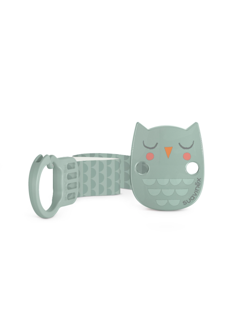 Suavinex Suavinex Bonhomia soother clip with ribbon Owl green