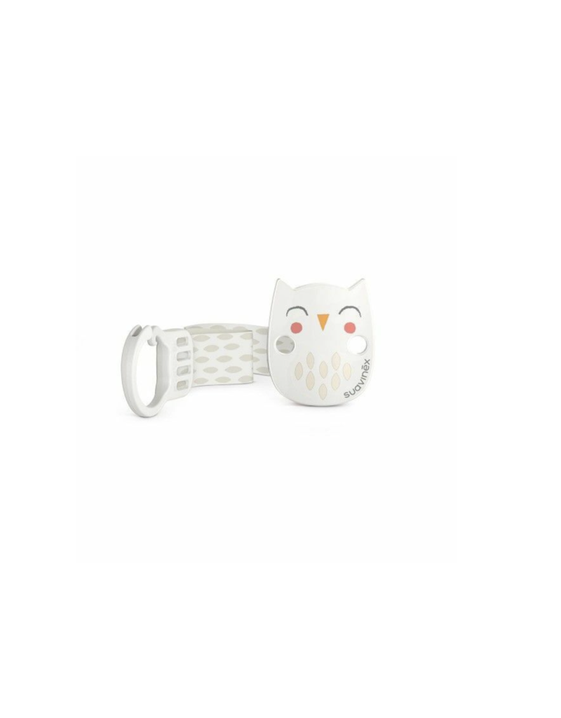 Suavinex Suavinex Bonhomia soother clip with ribbon Owl beige