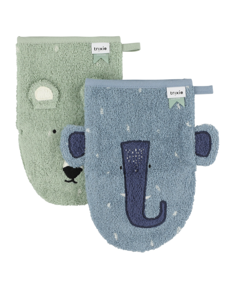 Trixie Trixie Washandjes 2pack Mr. polar bear & Mrs. elephant