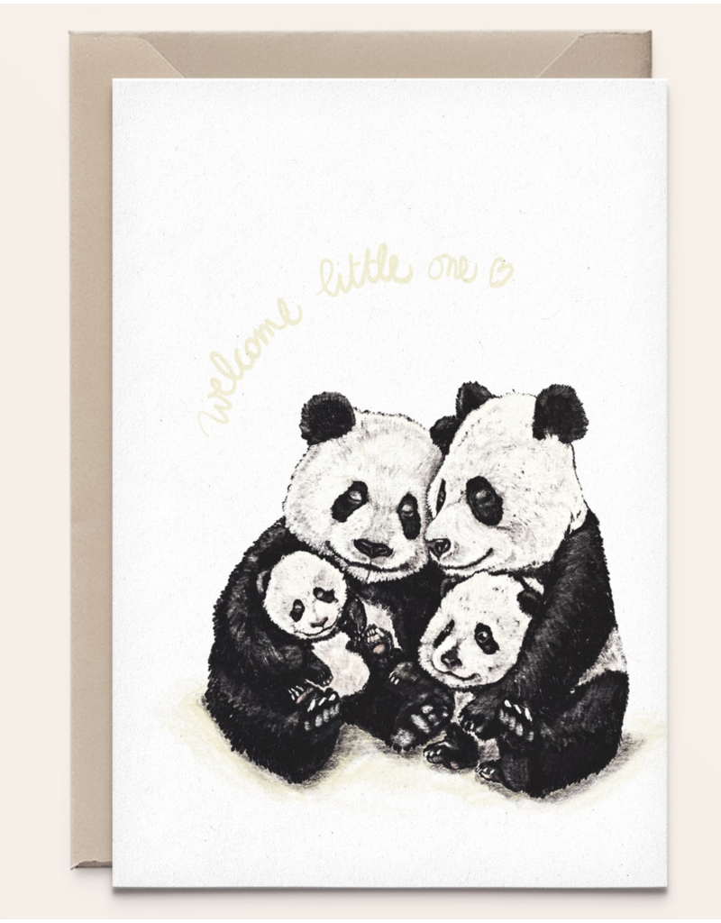 Kathings Kathings kaartje Welcome Little One Panda Family