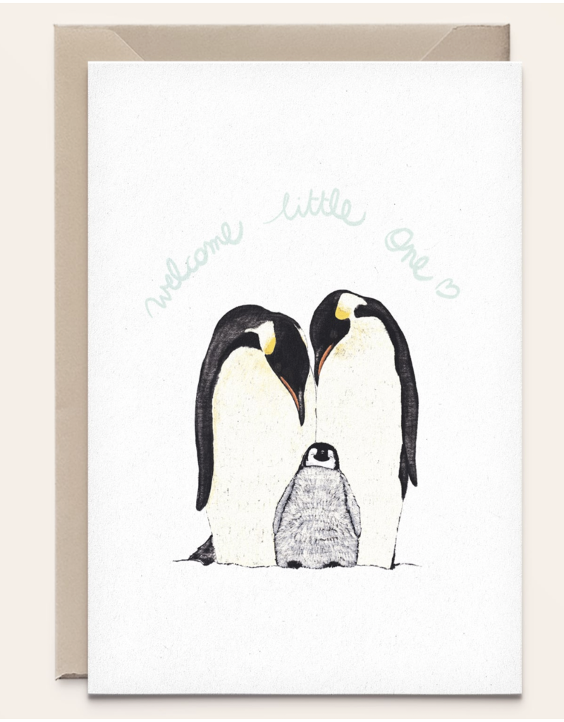 Kathings Kathings kaartje Welcome Little One Pinguin Family