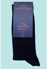 Minimou Minimou Sokken zwart 'Wil je mijn peter worden?" maat 43/46