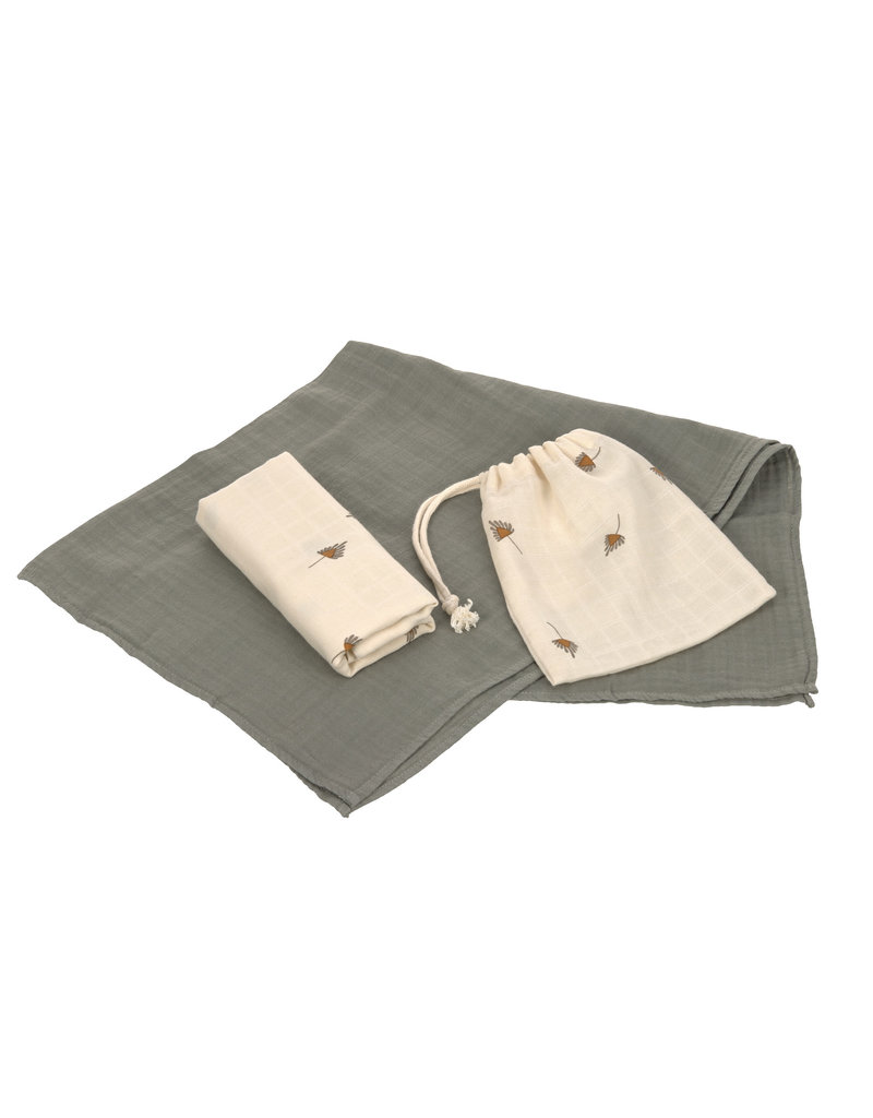 Lassig Lassig Swaddle & Burp Blanket taupe 2 pack