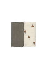 Lassig Lassig Swaddle & Burp Blanket taupe 2 pack