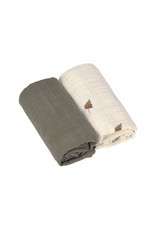 Lassig Lassig Swaddle & Burp Blanket taupe 2 pack