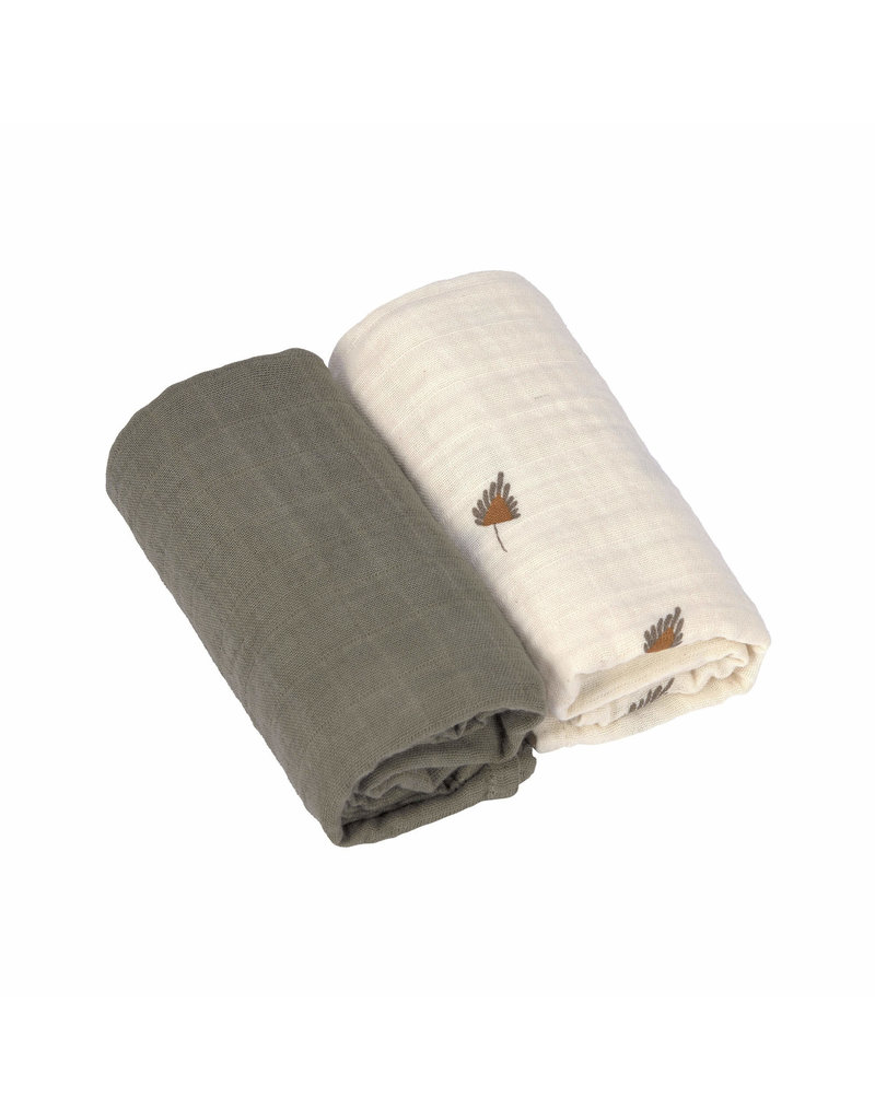 Lassig Lassig Swaddle & Burp Blanket taupe 2 pack