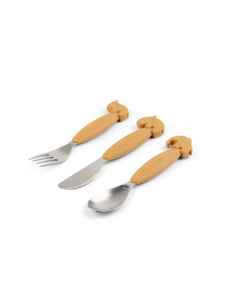 Done by Deer Done by deer Easy-grip cutlery set Deer friends  Mustard