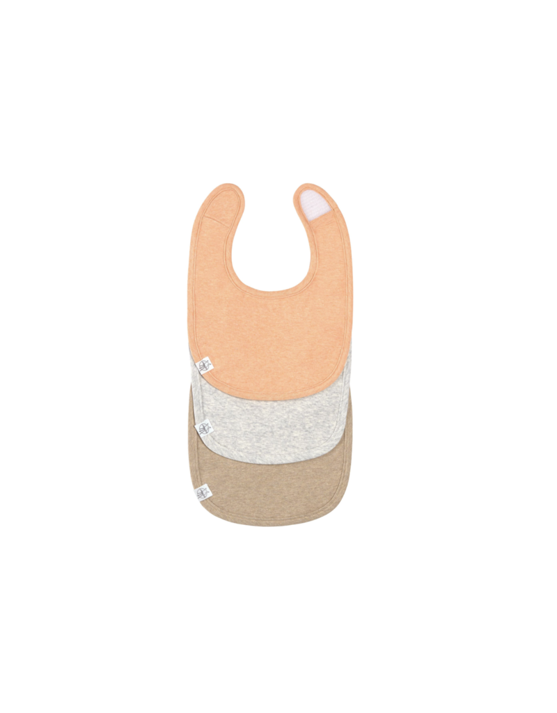 Lassig Lassig Newborn bib 3 pack - Apricot/Grey/Nature melange