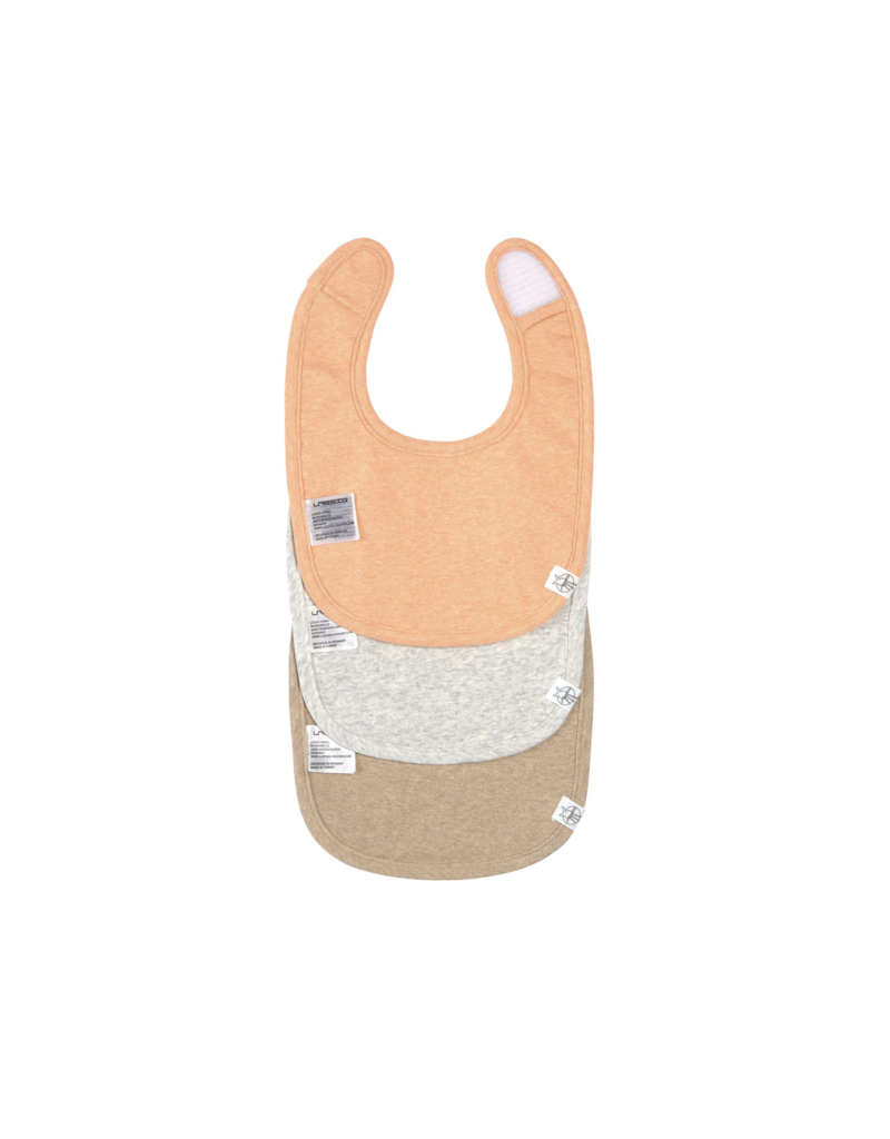 Lassig Lassig Newborn bib 3 pack - Apricot/Grey/Nature melange