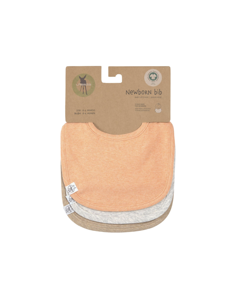 Lassig Lassig Newborn bib 3 pack - Apricot/Grey/Nature melange