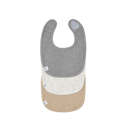 Lassig Lassig Newborn bib 3 pack - Dark grey/Light Grey/Nature melange