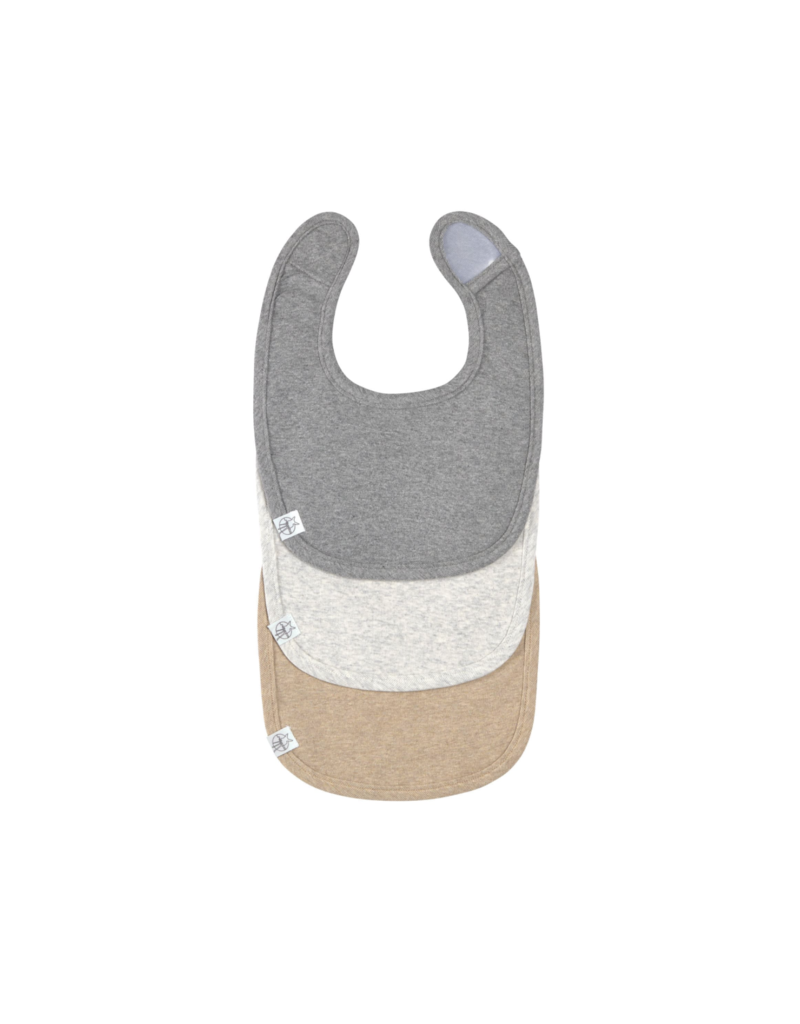 Lassig Lassig Newborn bib 3 pack - Dark grey/Light Grey/Nature melange