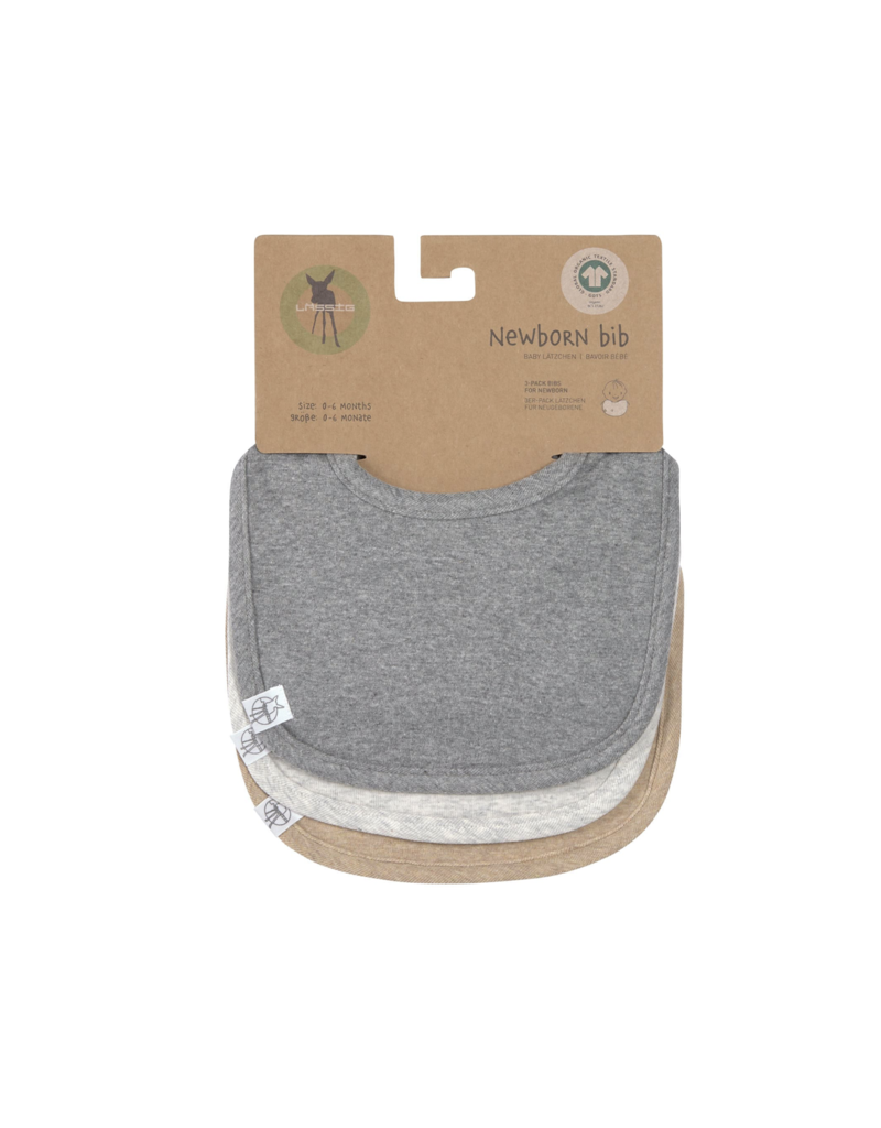 Lassig Lassig Newborn bib 3 pack - Dark grey/Light Grey/Nature melange