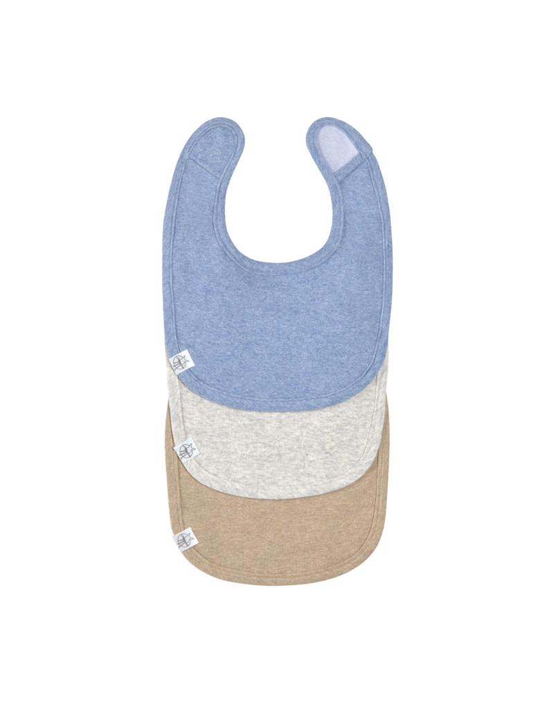 Lassig Lassig Newborn bib 3 pack - Blue/Grey/Nature melange