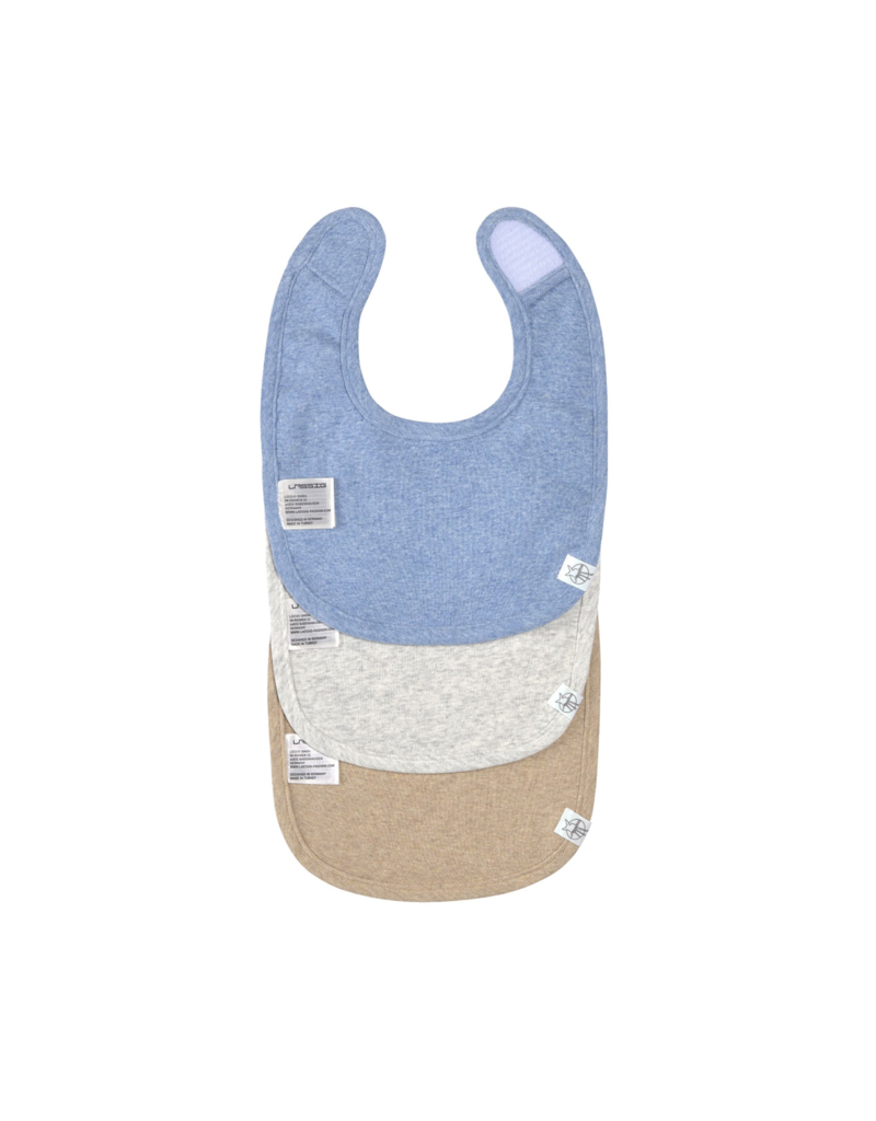 Lassig Lassig Newborn bib 3 pack - Blue/Grey/Nature melange