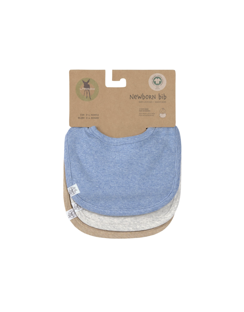 Lassig Lassig Newborn bib 3 pack - Blue/Grey/Nature melange