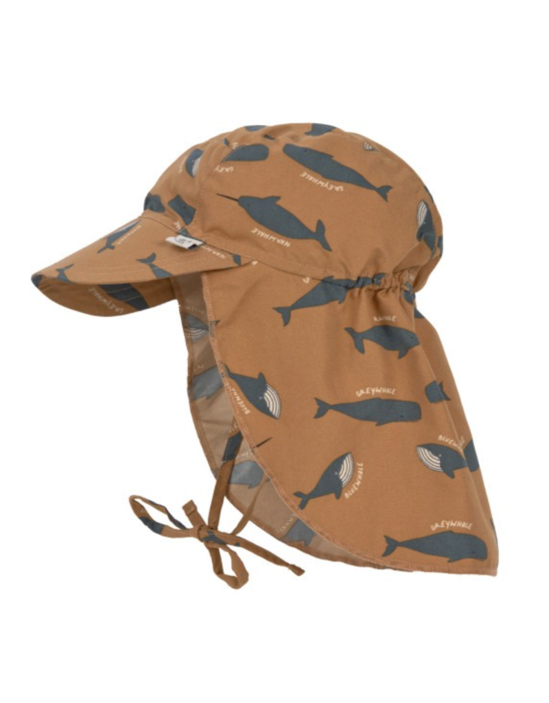 Lassig Lassig Sun Protection Flap Hat Whale Caramel