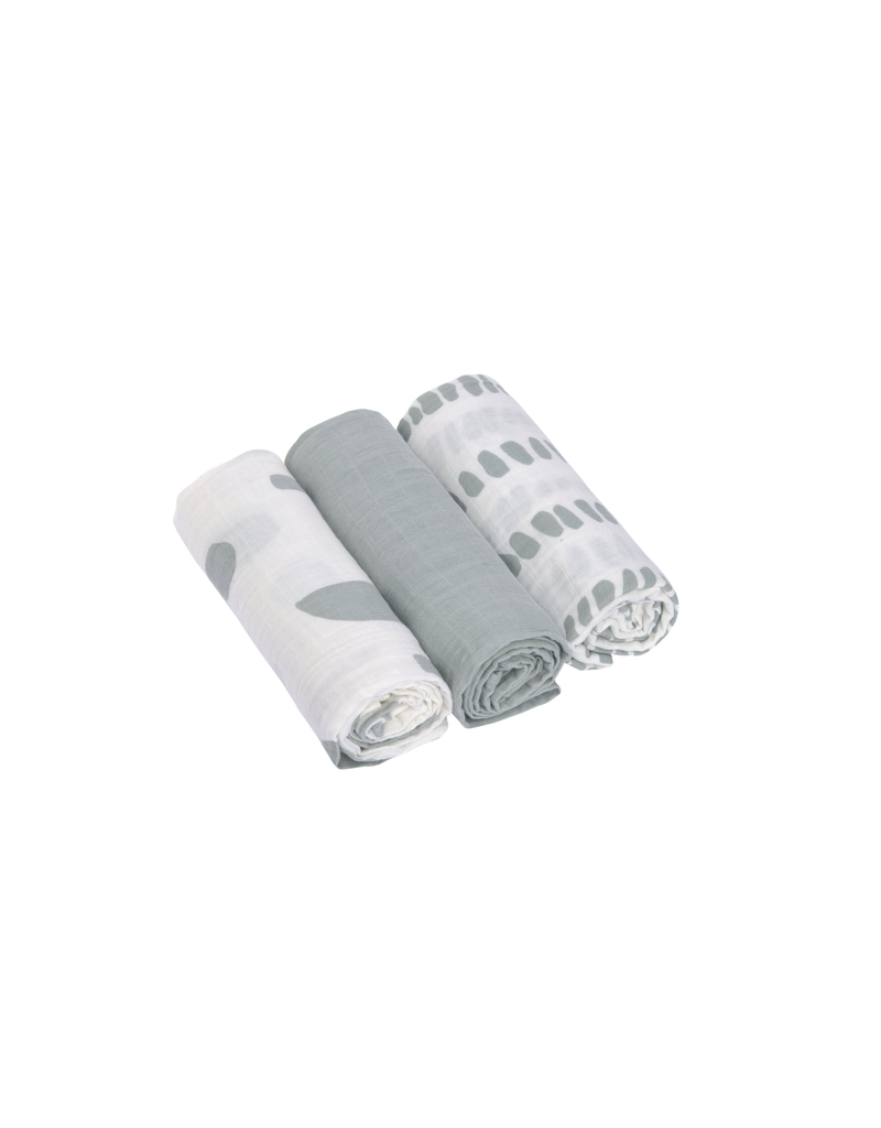 Lassig Lassig Swaddle & burp blanket Strokes silver grey