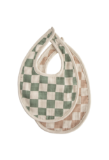 Mushie Mushie Muslin Bib 2 pack - Olive Check/Natural Check