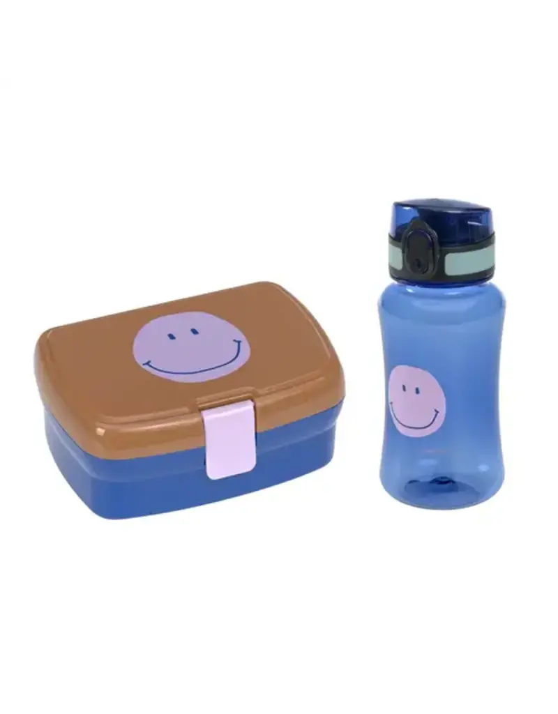 Lassig Lassig lunch set little gang smile caramel/blue