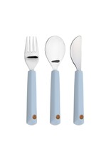 Lassig Lassig Cutlery with Silicone Handle 3 pcs Happy  Rascals Smile Sky Blue