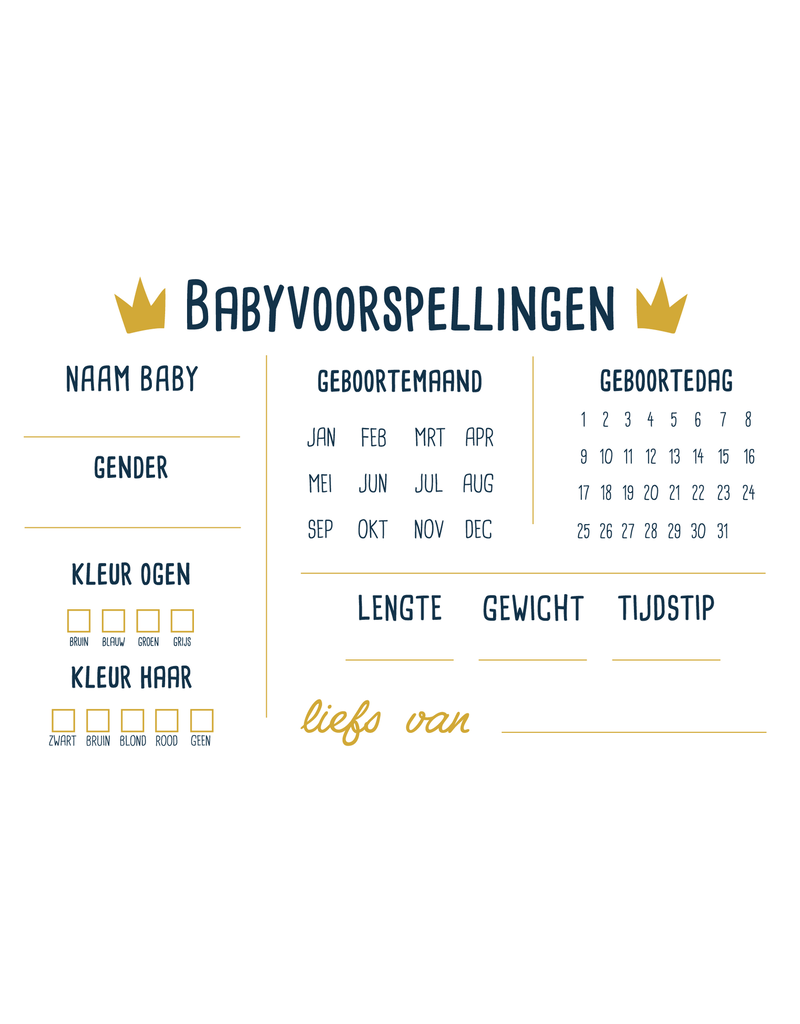 Minimou Minimou kaartjes Baby Voorspellingen