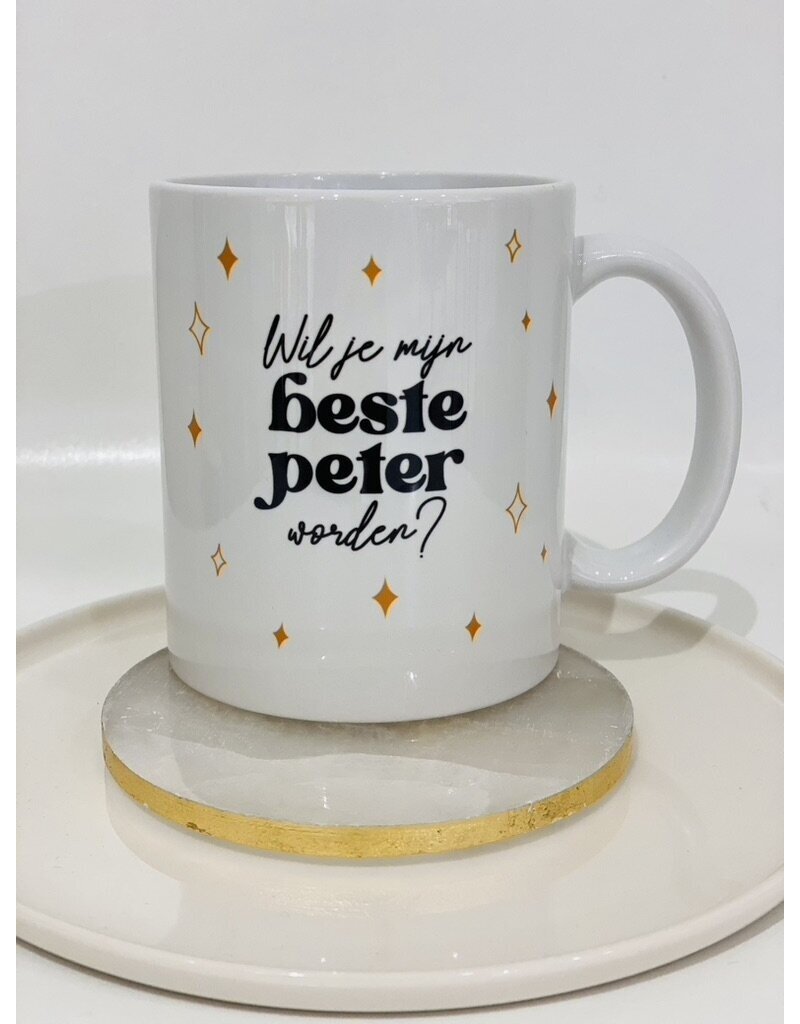 Minimou Minimou Coffeemug "Wil jij mijn beste peter worden?" Golden Stars