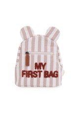 Childhome Childhome My First Bag rugzakje Stripes Nude/Terracotta