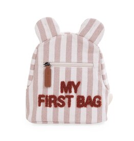 Childhome Childhome My First Bag rugzakje Stripes Nude/Terracotta