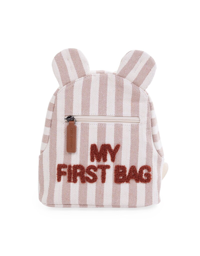 Childhome Childhome My First Bag rugzakje Stripes Nude/Terracotta