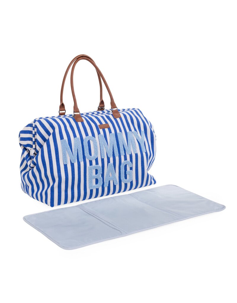 Childhome Childhome Mommy Bag Stripes Electric Blue/Light Blue