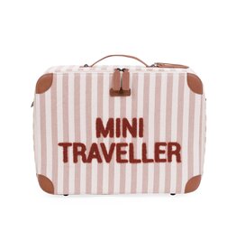 Childhome Childhome Mini Traveller Valise Rayures Beige