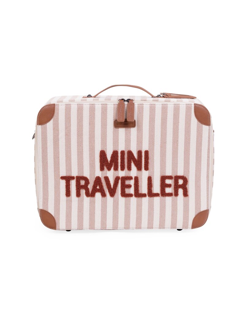 Childhome Childhome Mini Traveller Valise Rayures Beige