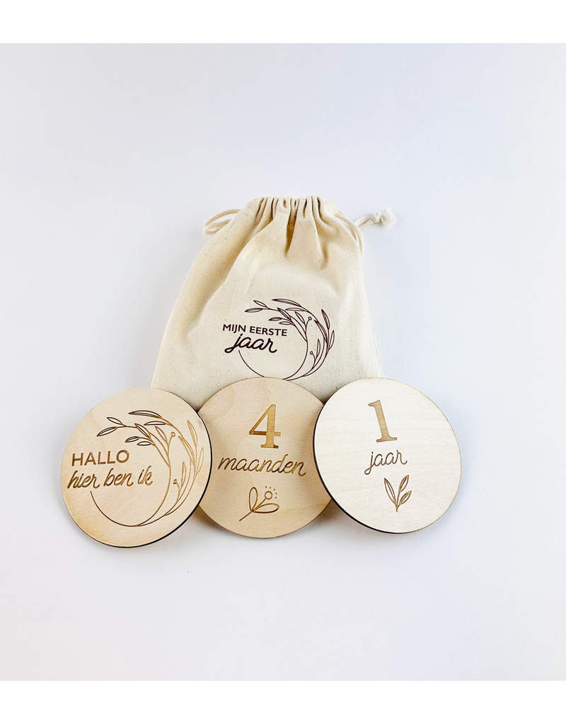 Minimou Minimou Houten mijlpaalkaarten voor baby's