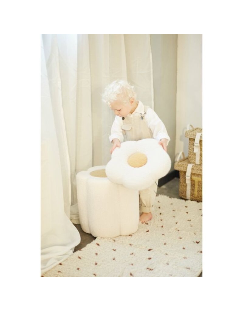 Childhome Childhome Bloem poef + speelgoedkist  Ecru