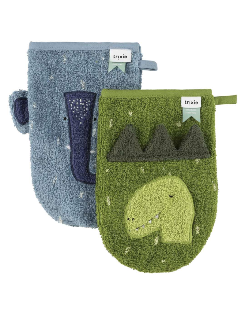 Trixie Trixie washandjes 2-pack Mr. Dino - Mrs. Elephant