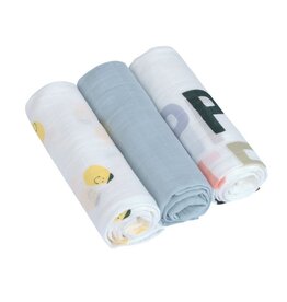 Lassig Lassig Heavenly soft Swaddle L Happy Fruits Lemon